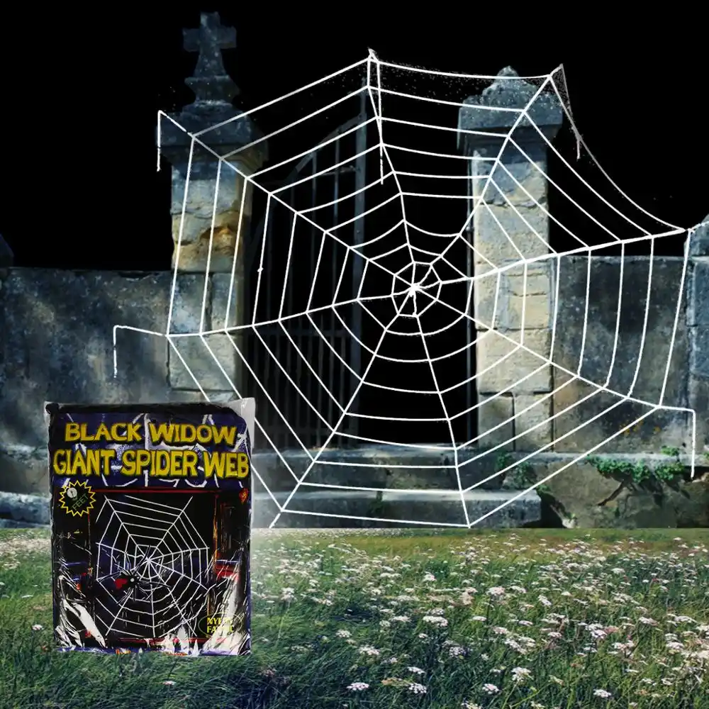 1x Cobweb Halloween Decorations Super Stretch Circular Giant