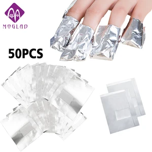 50 шт./лот, акриловый Гель-лак из алюминиевой фольги для ногтей, удаляющий Лаки, обертывание для снятия лака, инструмент для макияжа - изображение