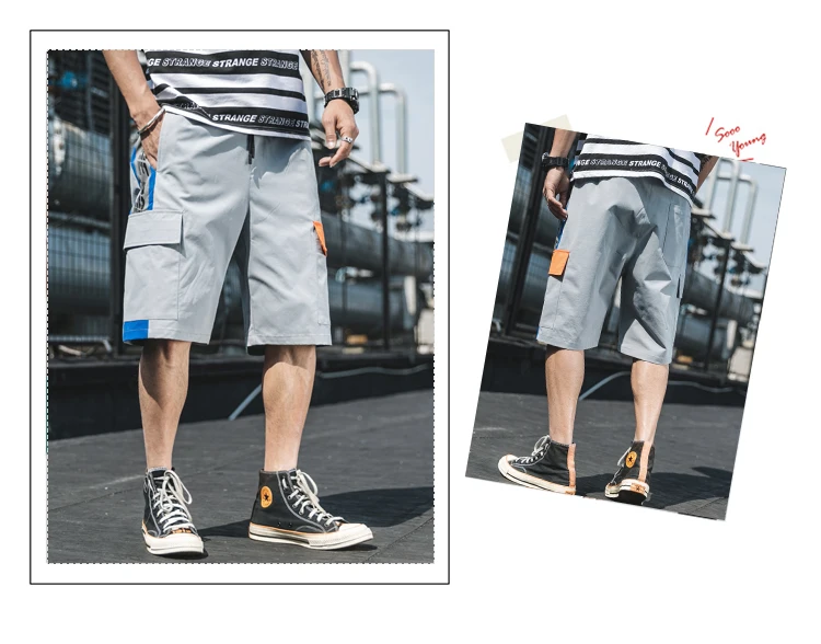 Мужские шорты Карго летние прямые однотонные повседневные шорты с эластичной талией до колена спортивные мужские шорты