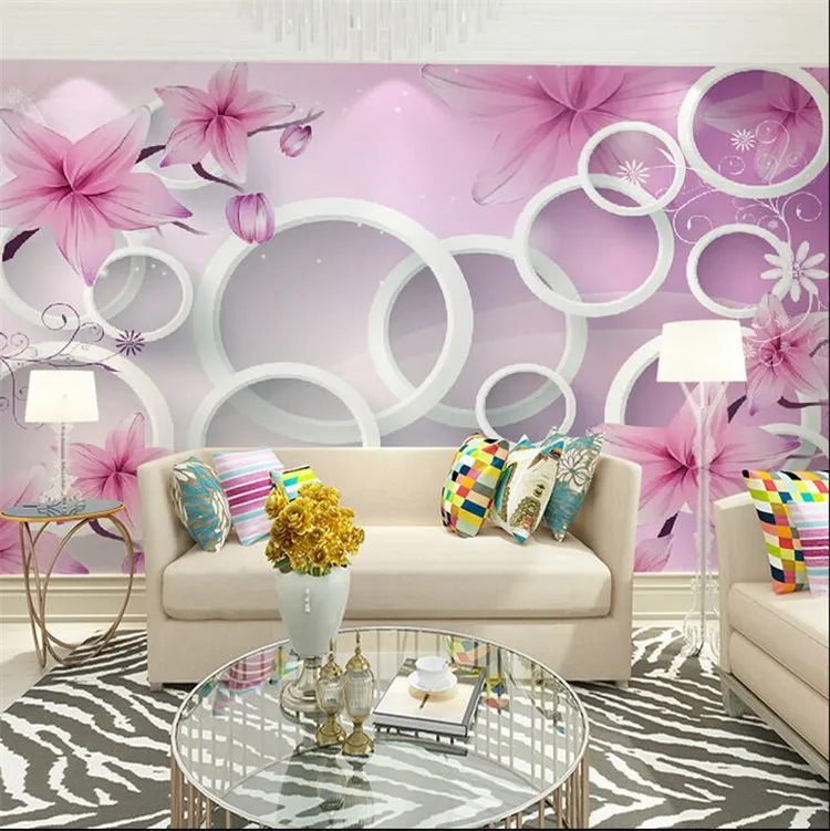 Elegant Pink Lily Photo Wallpaper Custom Flower Wall Mural Silk Elegant Pink Lily Photo Wallpaper Custom Flower Wall Mural Silk Children Bedroom Kid Room Decor Art Home Decoration In Wallpapers From