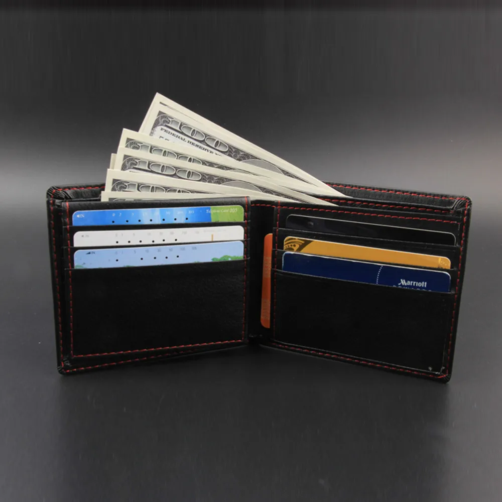 

2019 Men's Wallet Purse solid pu leather black simple new fashion easy pure short pocket handbags card photo husband cheap C25