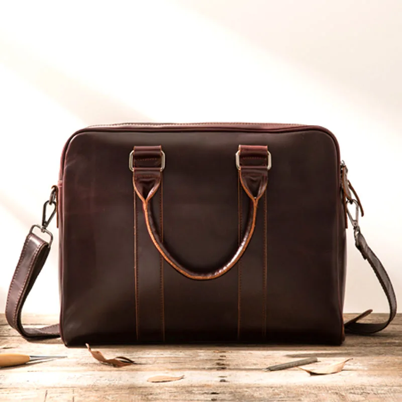 AETOO جلد طبيعي جلد طبيعي حقيبة لابتوب حقائب جلد البقر الرجال Crossbody حقيبة سفر الرجال البني حقيبة جلدية