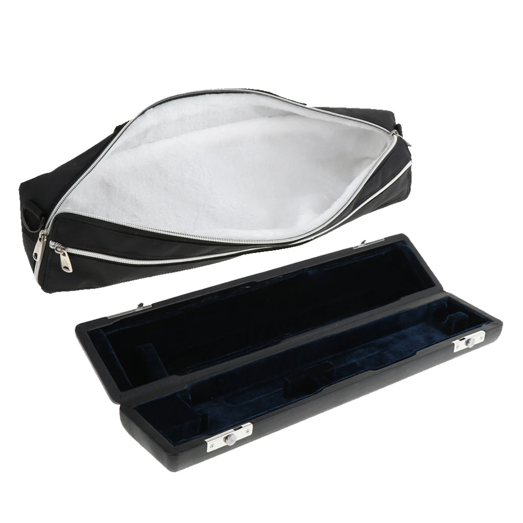 1 Piece 43cm 17 Hole Flute Carry Padded Case with Storage Gig Bag Handbag Cover Container Black for Flute Lovers