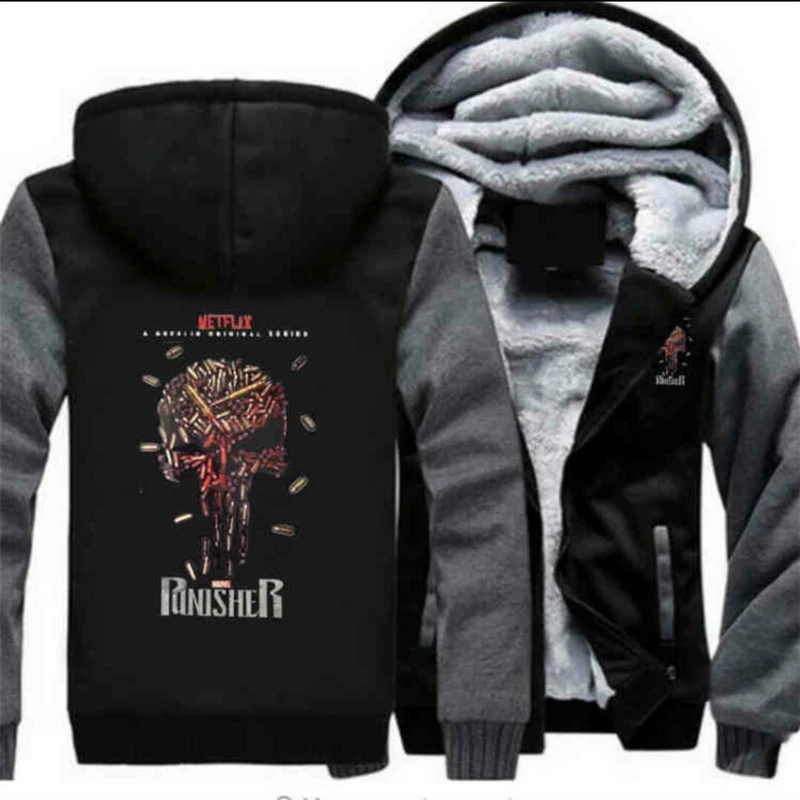 Dropshipping 2018 New Styles Hot Sale Punisher Skull Casual Hoodies for Men Women Thicker Fleece Coat Jacket Unisex Sweatshirts 