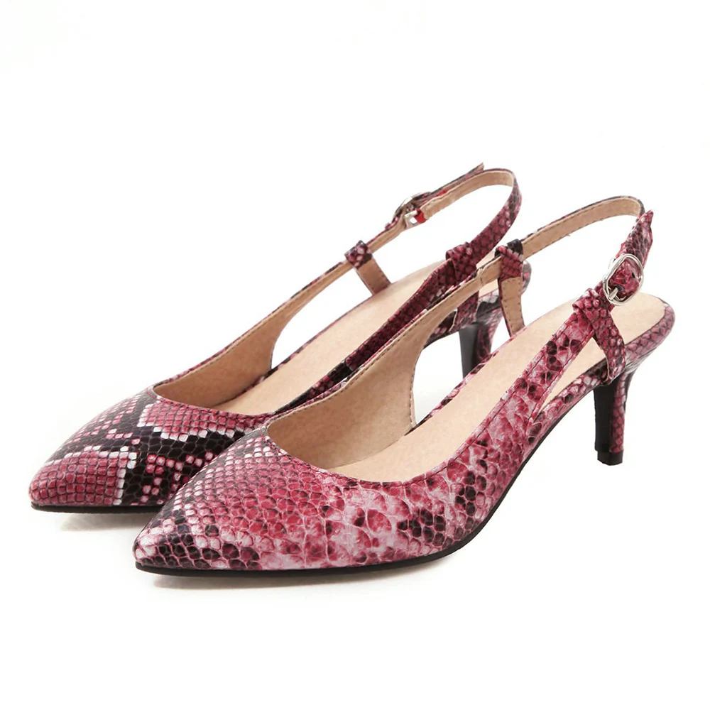 Women's Elegant Snake Print High Heels Red