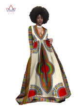 Autumn Women Deep V-neck Sexy Long Dress Plus Size 6xl Traditional African Clothing Maxi Dress Vestidos Office Party Dress WY349