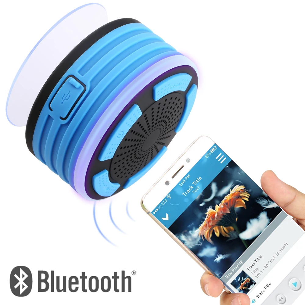 TOPROAD водонепроницаемый светодиодный Bluetooth динамик для душа hoparlor с присоской caixa de