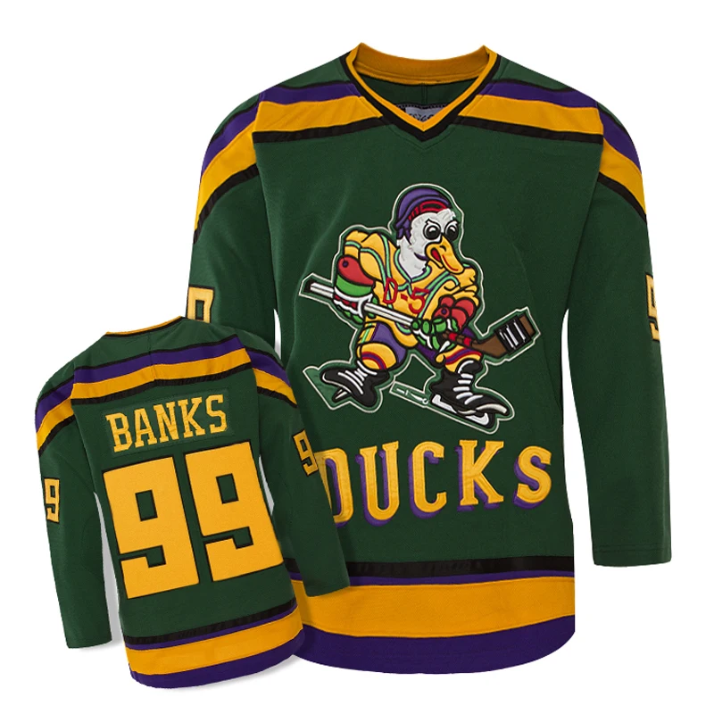 TIM VAN STEENBERGE Mighty Ducks Movie Jersey 99 BANKS Hockey Jersey
