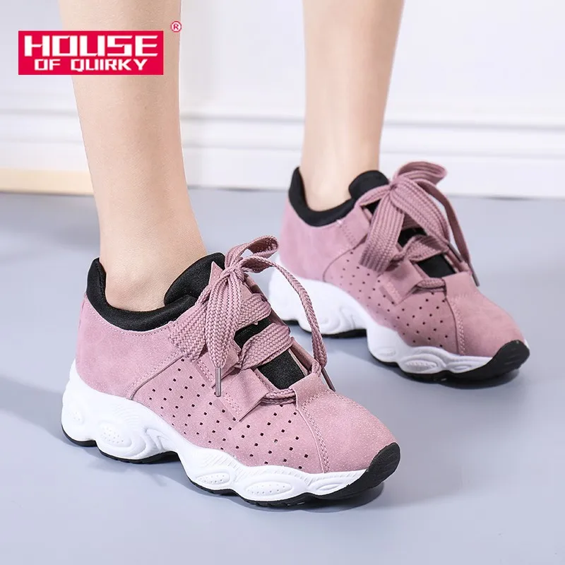 

2019 Spring Vulcanized Shoes Woman Breathable Round Head Lace Up Platform Shoes Women Casual Sneakers Ladies Mesh Running Shoes