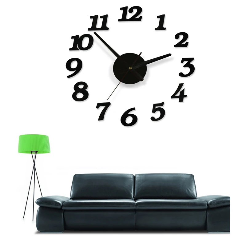 Buy DIY digital large decorative wall clocks modern design self adhesive wall