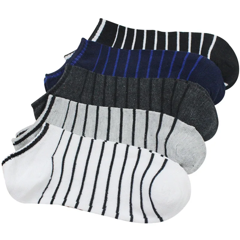 

Urgot 5 Pairs/lot Men's Socks Summer Fashion Striped Cotton Boat Sock Slippers Short Ankle Socks Men Low Cut Invisible Sox Meias