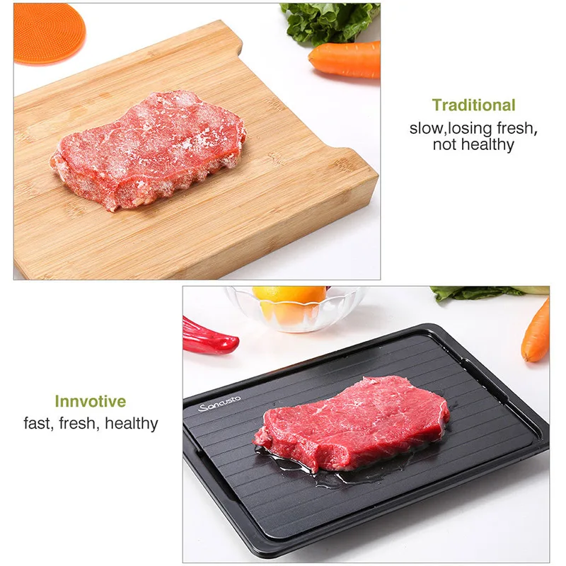 Fast Defrosting Tray with Cleaner Frozen Meat Defrost Food Thawing Plate Board Kitchen Tool WXV Sale