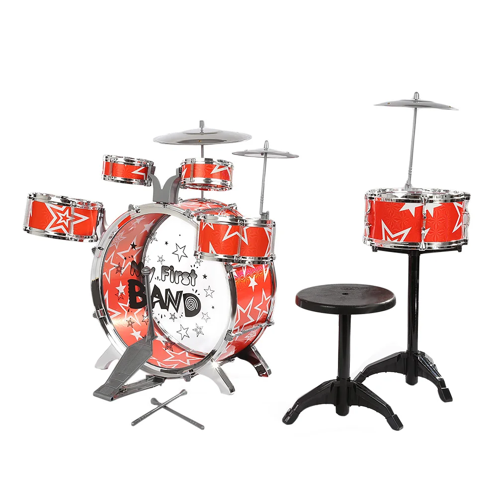 Children Kids Drum Set Musical Instrument Toy 6 Drums with Small Cymbal Stool Drum Chair Christmas Gift for Boys Girls Children Kids Drum Set Musical Instrument Toy 6 Drums with Small Cymbal Stool Drum Chair Christmas Gift for Boys Girls
