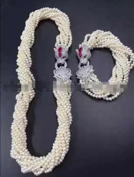 

10rows freshwater pearl near round 3-5mm &leopard clasp necklace bracelet beads