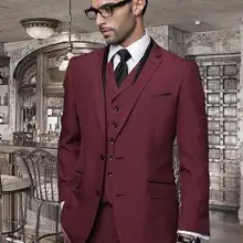 Из 3 предметов(куртка+ жилет+ штаны галстук) 2 кнопки Нотч Slim Fit Модный деловой Для мужчин костюмы костюм свадебные PartyTerno Masculino