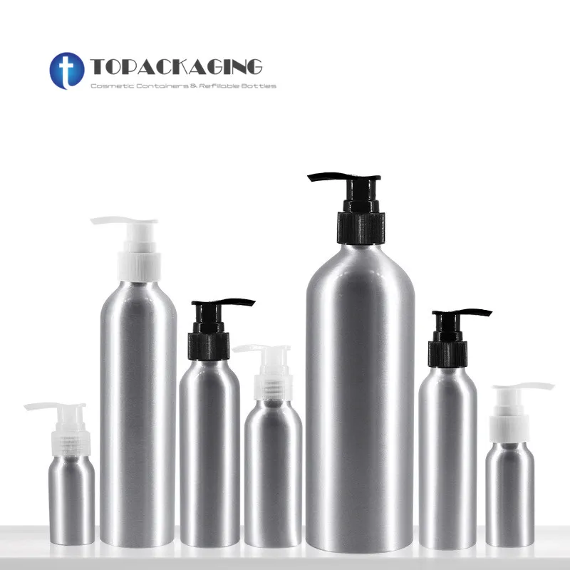 30/50/100/150/200/250ML Aluminum Lotion Pump Bottle Empty Shampoo Packing Cosmetic Shower Gel Container Refillable Essential Oil