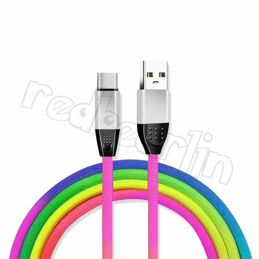30 см 1 м 3ft прочный 2A быстрой зарядки Радуга сплава Usb кабели для Samsung S8 S9 S10 Note 8 9 Htc