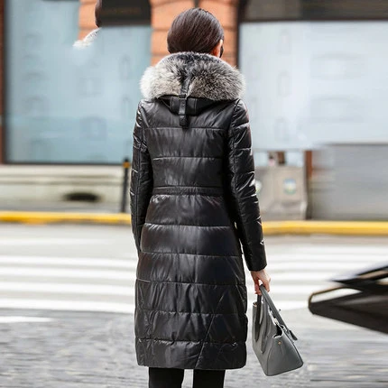AYUNSUE плюс размер 4XL куртки женские пальто из натуральной кожи натуральный Лисий Мех утка вниз длинная куртка женская с капюшоном пальто LX915