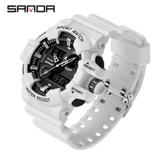 SANDA новые спортивные часы для мужчин светодиодный цифровые наручные часы для женщин модные G стильные часы водонепроницаемые мужские часы relogio masculino