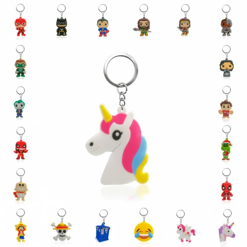 

1PCS PVC Keychain Cartoon Mickey Avengers Unicorn Mini Anime Figure Key Ring Keychain Key Holder Fashion Charms Trinket