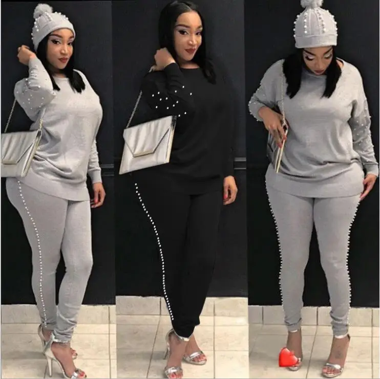 

2018 autumn and winter new style, fashionable African style, fashionable pearl casual suit