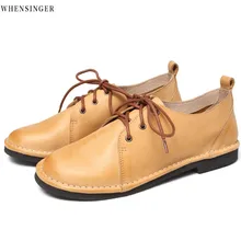 Whensinger/Демисезонная женская обувь на плоской подошве; лоферы из натуральной кожи; повседневная обувь в стиле ретро; удобная обувь на плоской подошве с галстуком-бабочкой