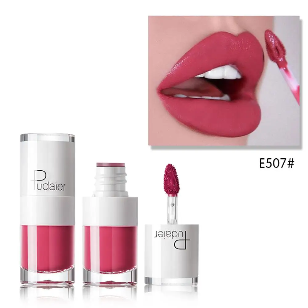 16 Colors White Bottle Matte Lip Gloss Lasting Moisturizing Non-marking Waterproof Non-stick Cup Lip Glaze Makeup Accessorices - Цвет: E507