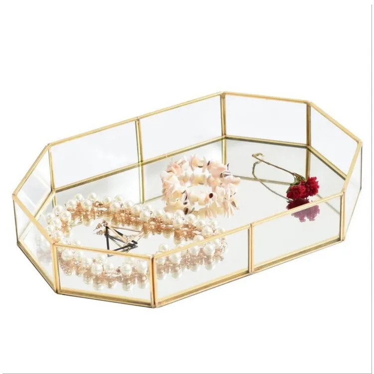 VINCIGANT Mirrored Crystal Vanity Tray- Decorative Serving Tray for Perfume, Jewelry and Makeup