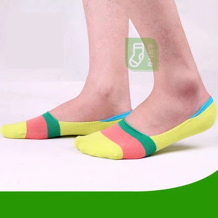 Распродажа, мужские носки-тапочки, тонкие невидимые хлопковые полосатые носки, мужские летние носки высокого качества - Цвет: yellow pink