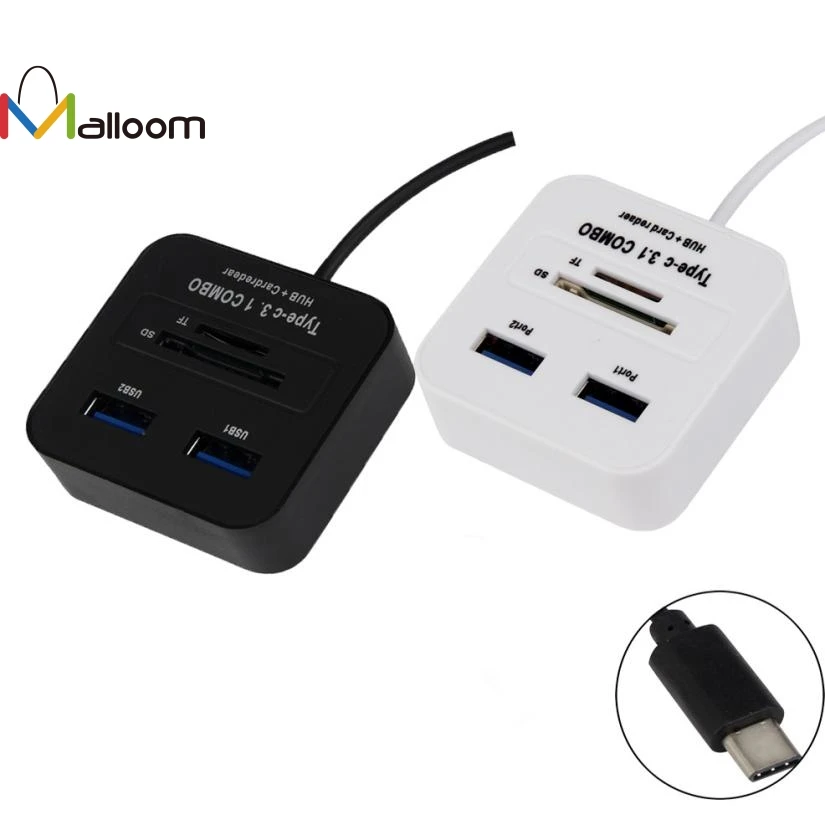

Malloom USB 3.1 Type C Multiple 2 Port Hub&TF SD Card Reader For PC For Mac Type-C Cable For Nokia For OTG Phone Gift Sale