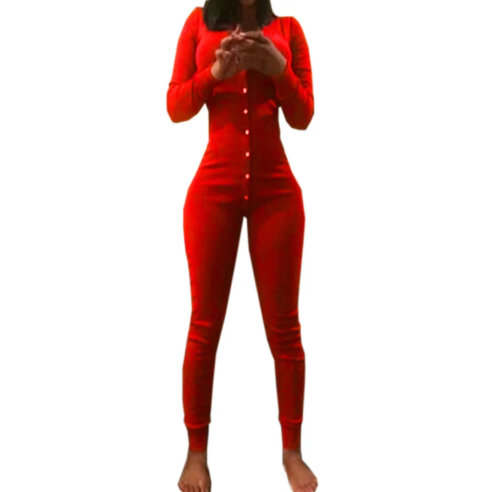 

FREE OSTRICH Fashionable and comfortable women's wool long-sleeved button V-neck tight sexy sports party party suits jumpsuit