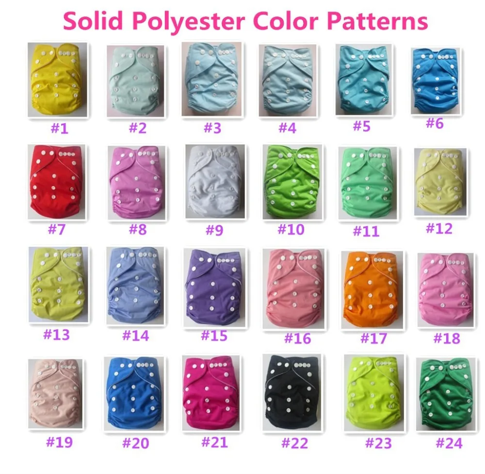 

Plain Solid Color Baby Cloth Diapers 100 Pcs Double Row Snaps Reusable Waterproof Nappy pockert nappies Diapers no inserts