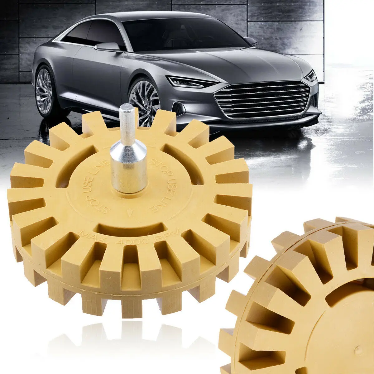 

Car Eraser wheel Sticker Adhesive Rubber Decals Kit Adapter Mount Disk 100mm Glue Remover Badge