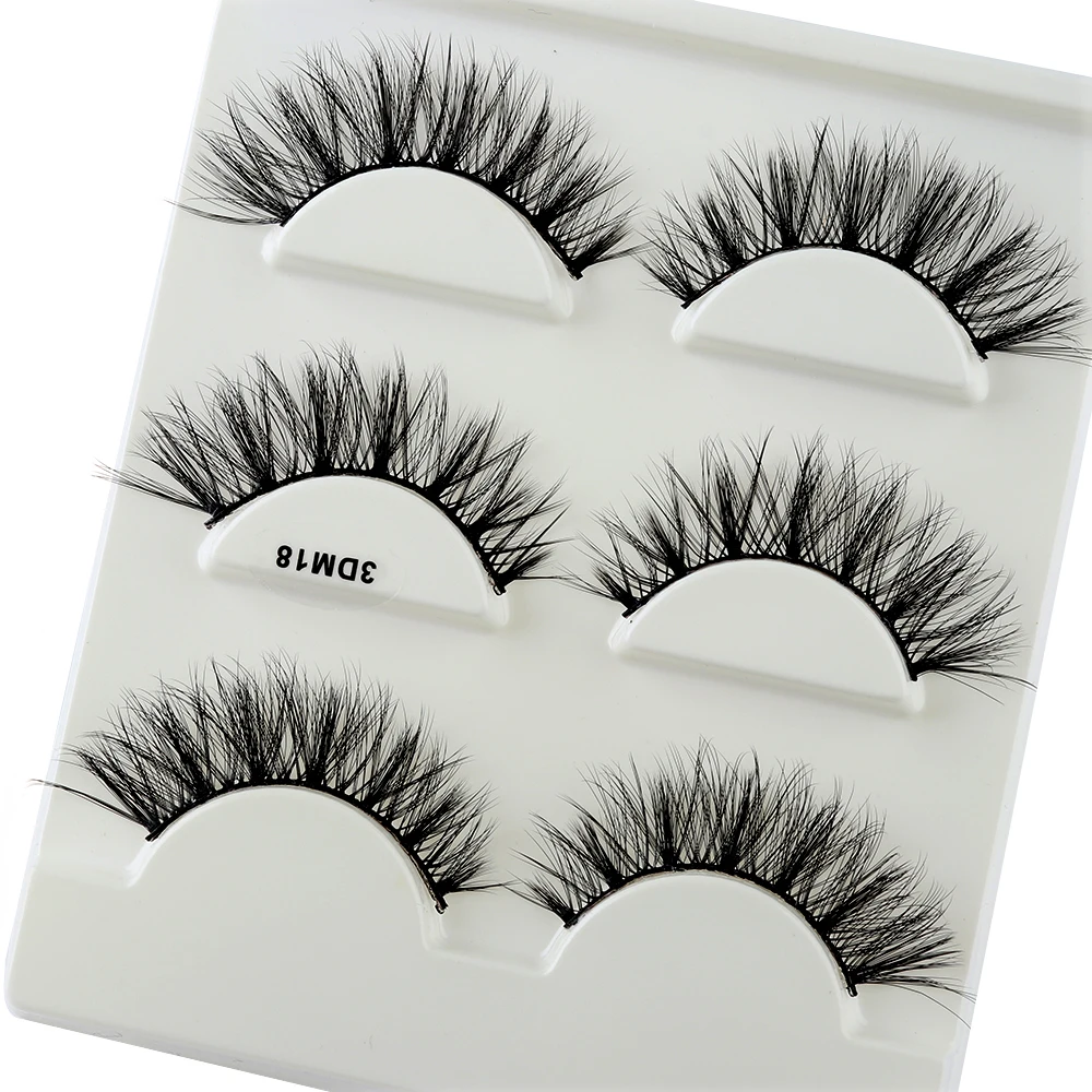 

3 Pairs Soft 3D Mink Hair False Eyelashes Natural Long Cross Wispy Fluffy Eyelashes Handmade Woman's Lashes Extension Tool