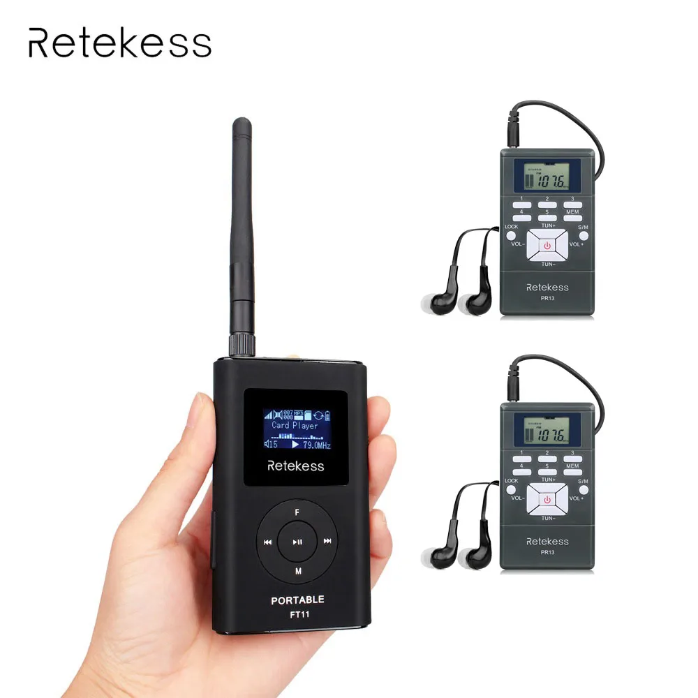 

RETEKESS Wireless Tour Guide System For Guiding Meeting Translation 1 FM Transmitter+2 Radio Receiver Portable Radio