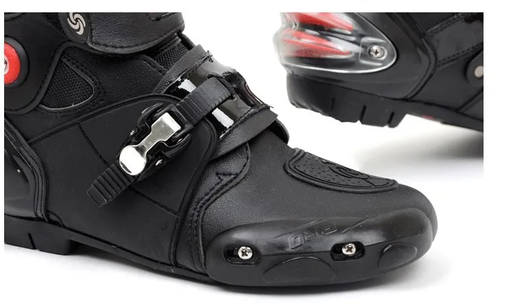 Motorcycle Motocross Motorbike Racing Speed Leather Boots / Shoes Black Waterproof