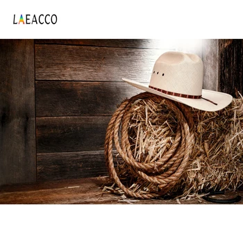 

Laeacco West Cowboy USA Wooden Board Hay Stack Child Portrait Photography Backgrounds Photographic Backdrops For Photo Studio