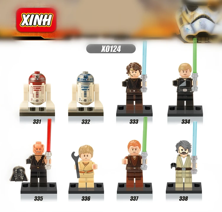 

8pcs Star Wars R2-D2 R4-P17 Anakin Luke Skywalker Darth Vader Building Blocks Bricks Toys Compatible With Lego