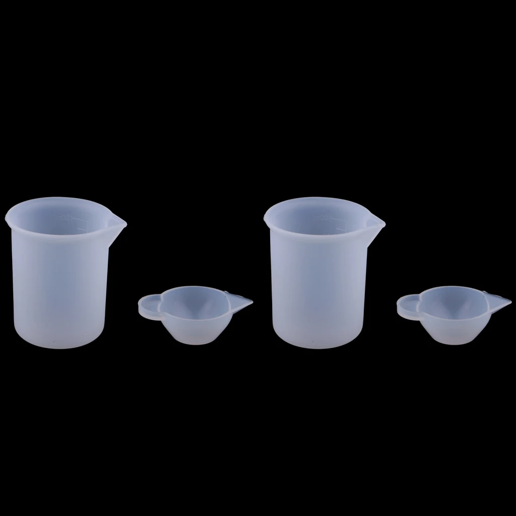 4 Pieces Measuring Cup Glue Mixing Cup Silicone Mold DIY Jewelry Scale Resin Glue Tools