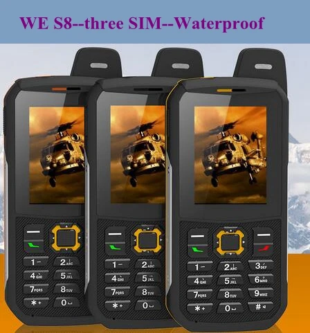 Original Waterproof phone WE S8 Power Bank GSM Senior old man IP68 Rugged shockproof cell three sim sonim H6 DG22 a12 X1 X6 xp6 | Мобильные