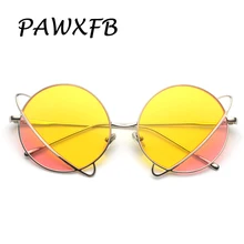 Pop Age Новые двухцветные Круглые Солнцезащитные очки для женщин и мужчин, брендовые дизайнерские высококачественные солнцезащитные очки, солнцезащитные очки, солнцезащитные очки