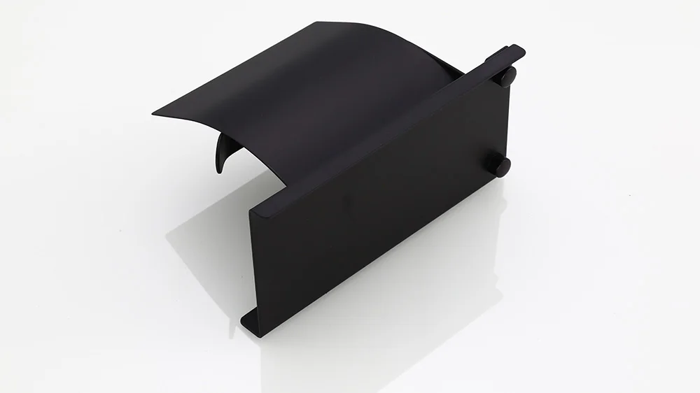 Black Concise Wall Mount Toilet Paper Holder Bathroom Fixture Stainless Steel Roll Paper Holders with Phone Shelf With baf (2)