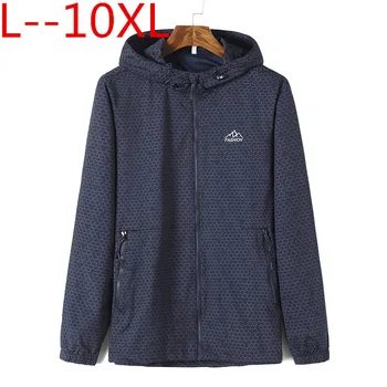 

8XL 6XL 5XL 4X New Spring Autumn Bomber Hooded Jacket Men Casual Slim Patchwork Windbreaker Jacket Male Outwear Zipper Thin Coat