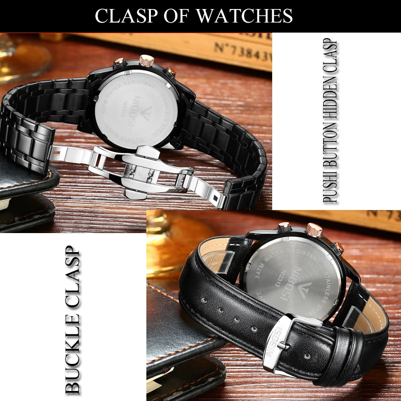 Relogio Masculino Esportivo NIBOSI Sport Watches For Men Top Brand Luxury Waterproof Men Watch Leather Strap Black Clock Male    (6)