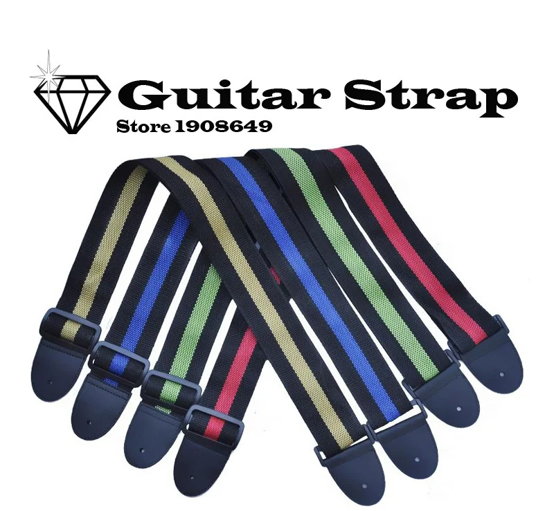 Adjustable Acoustic Electric Guitar Strap Ukulele Belt Nylon colors Leather Ends For Guitars