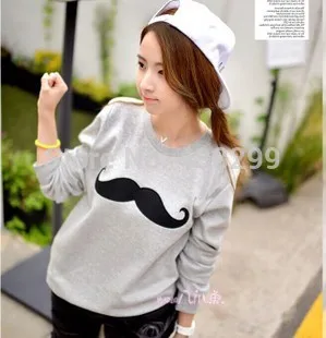 

HOT! M-XXL Loose Cute Beard Full Sleeve Women Sweatshirt Fall and Winter Wild Casual Girls Cotton Top Shirt Free Shipping