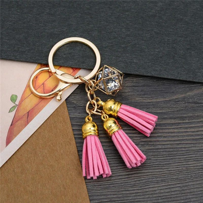 Leather Tassel Keychain For Women Bag Charm Womens Keyring llaveros
