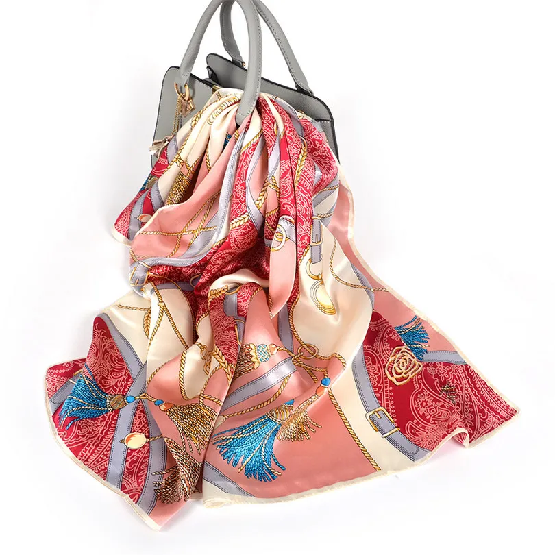 [BYSIFA] женские шарфы, новинка, шелковый шарф, модный бренд, роскошный, чистый шелк, синий шарф, шаль, весна, осень, зима, шарфы, 88*88 см - Цвет: Pink 14