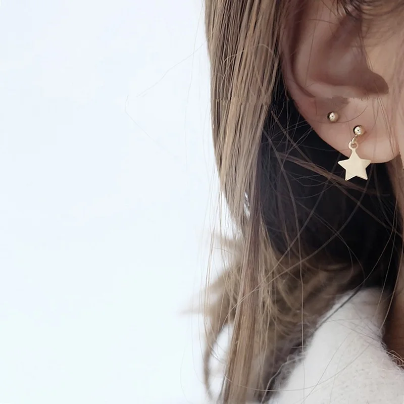 

WTLTC Hanging Tiny Star Ball Stud Earrings for Women Drop Little Studs Earrings Mini Dot Post Earrings Minimalist Small Jewelry