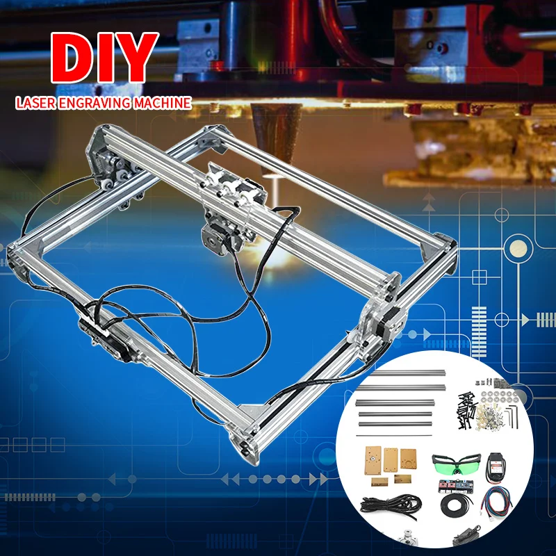 

500mW Mini Blue CNC Laser Engraving Machine DC 12V DIY Engraver Desktop Wood Router/Cutter/Printer+ Laser Goggles 40X50CM